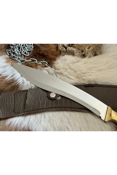 Bıçak Market El Yapımı Kurt Başlı Kukri Kamp Bıçağı
