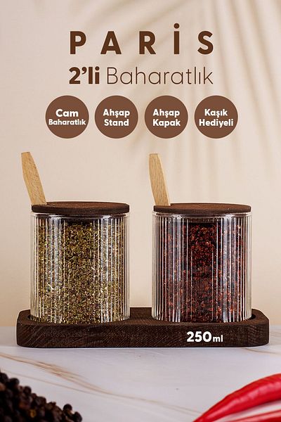 Fhilli Paris 2-Piece Gift Spoon and Label - Glass Spice Rack Stand