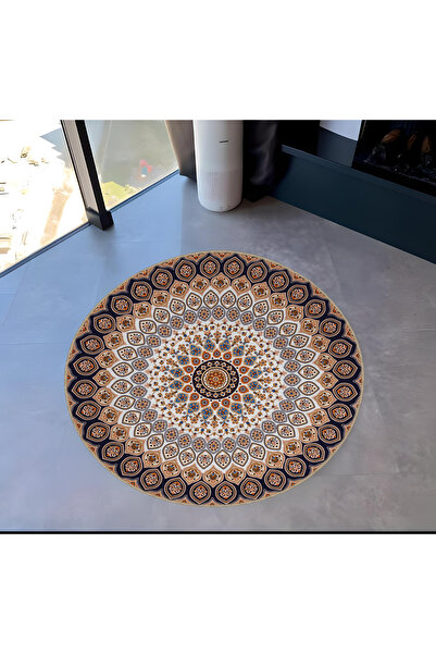 Rugs Modern Halı سلسلة تصميم أنتيك ديزاين مستديرة مستديرة برتقالية اللون أسود...