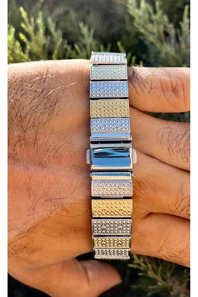Gold Power Luxury Women's Wristwatch - Stone Detailed, Arabic Numeral and Calendar