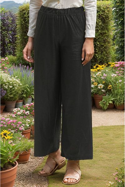 RESPİRO Leather Look Soft Elastic Waist Comfortable Cut 4 Season Black Trousers
