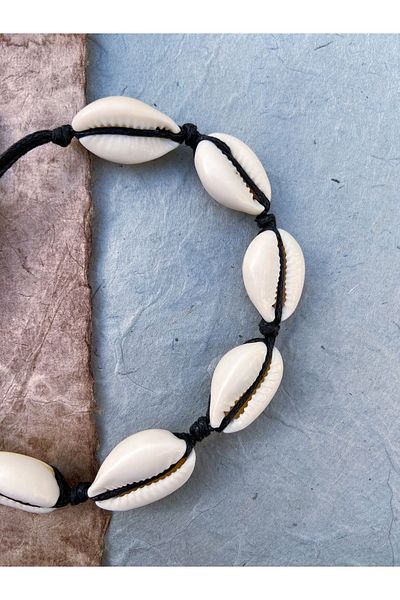 Stoneday Men's Bracelet - Black String and Seashell