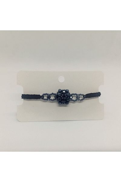 Sam Smoked Cevşen Bracelet / Knitting Thread / Handcrafted Crystal Bead Knitted /