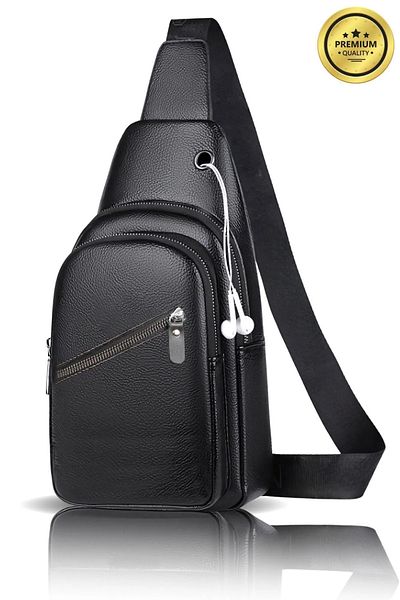 Av A Dos Uniszex bőr Crossbody táska mellkasi táska egykaros válltáska fejhallgató kimenettel, testtáska naponta