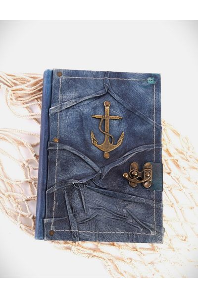 GUETTA Handmade Genuine Leather Daily Scrapbook Shamua Paper Anchor