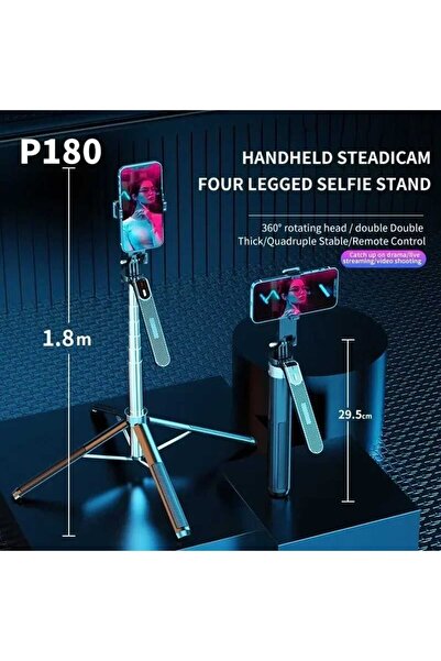 Asfal Alüminyum 180 cm Katlanabilir Cep Telefonu ve Kamera Tripodu Kumandalı ...