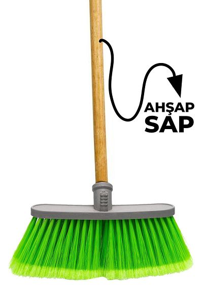 Kavi Entegre Plastik Wooden Handle, Medium Size Auto Brush, Hose Inlet