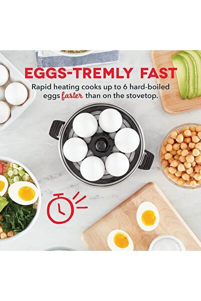 Dash Rapid Egg Cooker: 6 Egg Capacity, for Boiled, Poached, Scrambled or Omelettes, Auto Shut Off, Black