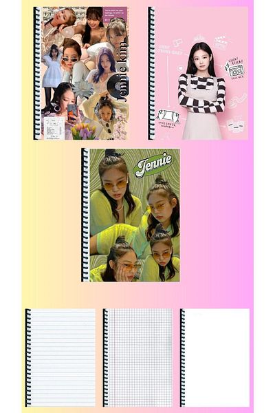 animeandyourworld Jennie A4 notebook 3 pieces lined + plaid + unlined large size 21 * 29 cm super set