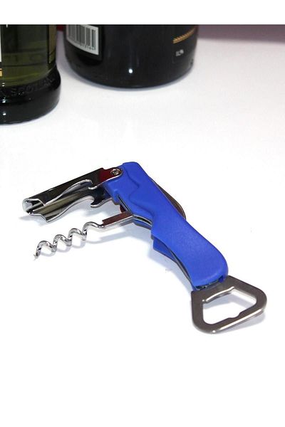 YDGR Stainless Steel Corkscrew Opener Wine Gazoz Opener Blue