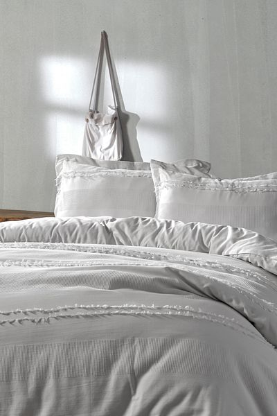 Doqu Home طقم غطاء لحاف فردي رمادي فاتح - كارلا