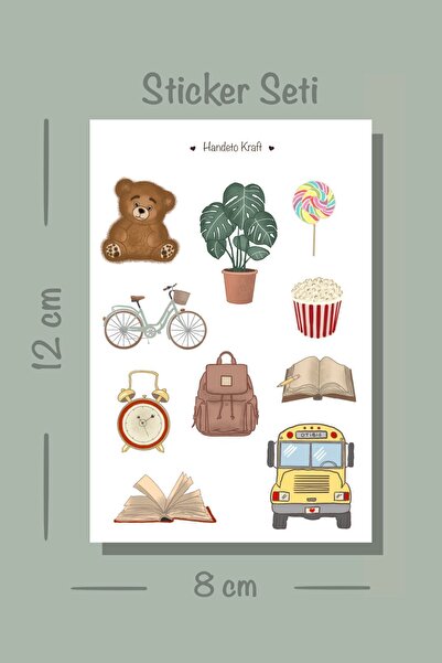 Handeto Kraft Tatlı Resimler Sticker Seti Çıkartma, Scrapbook, Bullet Journal...