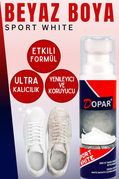 Dopar Beyaz Spor Deri Bez Ve Kumaş Ayakkabı Boyası Bakımı 75 Ml.