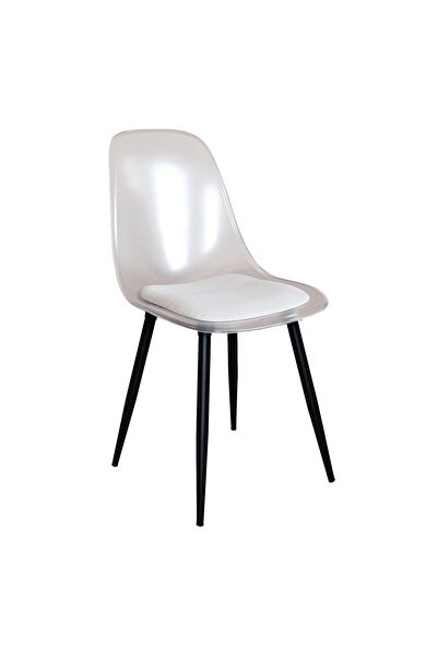 Estelia NETAKS ABANT SANDALYE 2'Lİ TAKIM BEYAZ MİNDERLİ (ŞEFFAF) AHŞAP AYAKLI