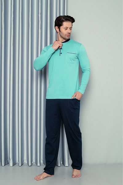 Ahengim Man Men's Pajama Set - Long Sleeve, Single Jersey Pocket, Cotton Seasonal