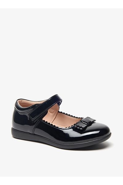 Flora Bella by Shoexpress Flora Bella Bow Applique Mary Jane School Shoes with Hook and Loop Closure