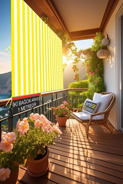 ViVeri 1.sınıf EnXBoy Her Ölçü Vardır Çizgili Balkon Perdesi Bağcıklı Gabardi...