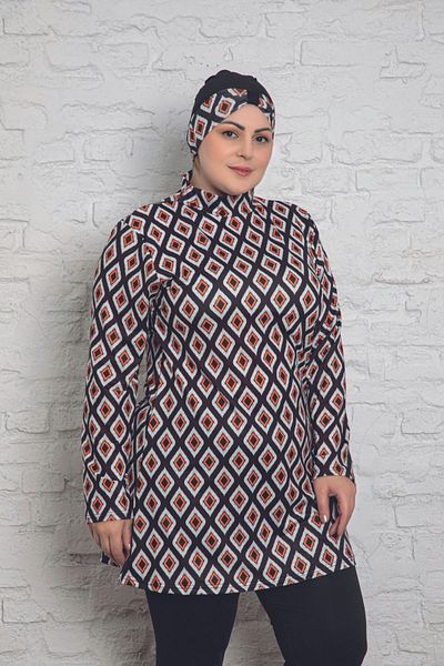 DONEX DNX1245 Plus Size Πλήρως Κάλυμμα Μαγιό Hijab Lycra με επένδυση
