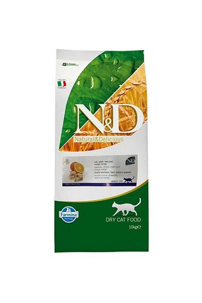 N&D 10KgAdult Cat Dry Food -OceanGrain-free Herring and Orange
