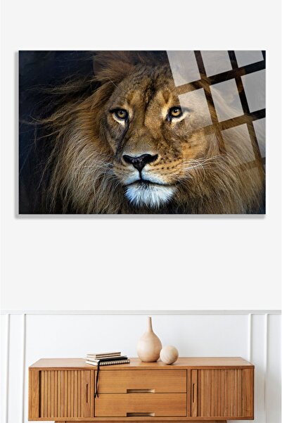 TAULART Pictură de lux din sticlă indestructibilă Regele Leu, cadou pentru ca...