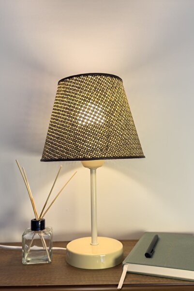 Vivido Home Lina Üçlü Avize & Abajur Seti, Hasır Kahve-Ahşap Desen