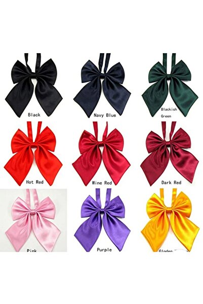 LO ADORO Kadın Kapyon Kravat Kare Desenli Siyah Renkli Kırmızı