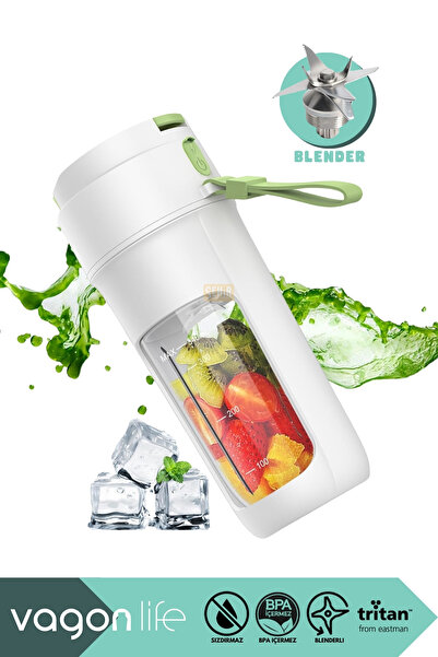 Vagonlife 340ml Type-C Sarjlı 10 Bıçaklı Pipetli/Pipetsiz Kullanım Taşınabili...
