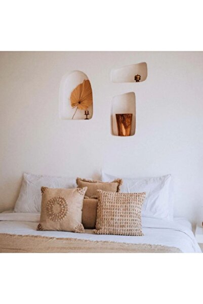 sevaradekor Linen Sea Shell Embroidered Bohemian Cream Handmade Pillow Cushion Case 43x43 Cm Summer Collection