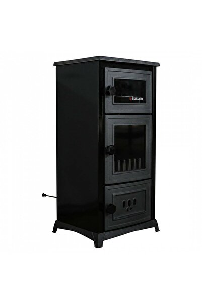 Süsler Kömürlü Camlı Uyuyan Döküm Kuzine Fırınlı Şömine Soba