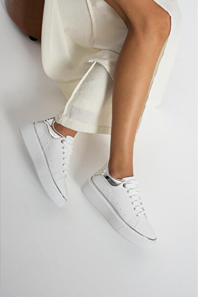 La Limar Model ES101 Pantofi sport cu oglindă alb argintiu