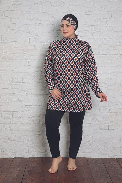 DONEX DNX1245 Plus Size Πλήρως Κάλυμμα Μαγιό Hijab Lycra με επένδυση