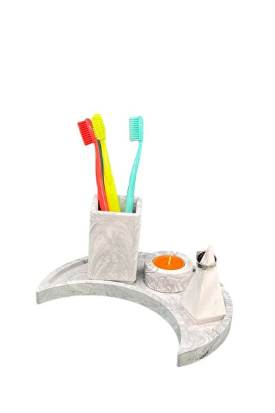 betonmall Σετ μπάνιου 4 τεμαχίων μαρμάρινο σχέδιο με δίσκο μισοφέγγαρου Θήκη ...