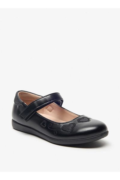 Flora Bella by Shoexpress Flora Bella Heart Detail Mary Jane School Shoes with Hook and Loop Closure