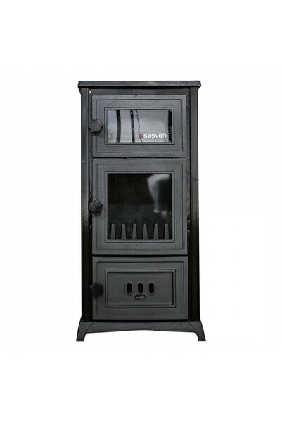 Süsler Kömürlü Camlı Uyuyan Döküm Kuzine Fırınlı Şömine Soba