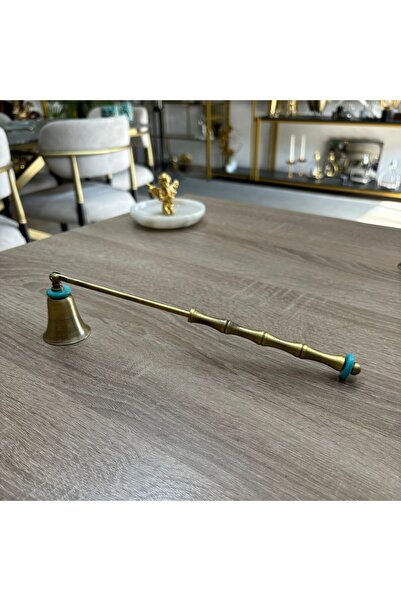 Mercan Tasarım Atölyesi TURKUAZ TAŞLI MUM SÖNDÜRÜCÜ -ESKİTME (ANTİK BRONZ)