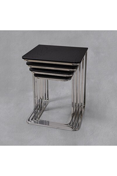 Veys Sehpa TEKERLEKSİZ  - VEGAS ZİGON SEHPA  4 LÜ - SİYAH