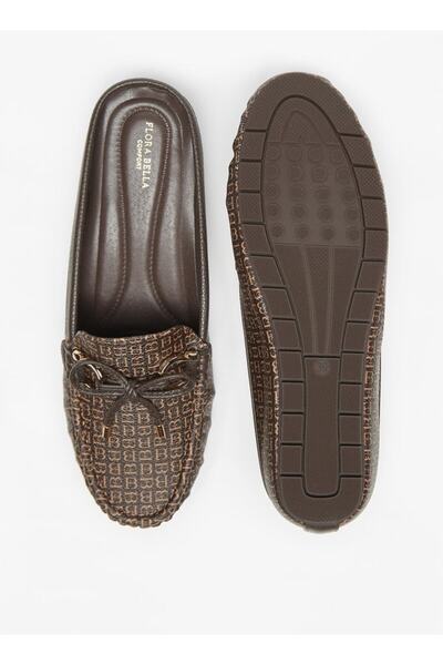 Flora Bella by Shoexpress Flora Bella Logo Print Slip On Mules with Wedge Heels and Bow Accent