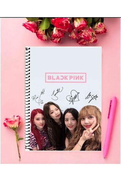 animeandyourworld Black Pink Notebook 1 Piece Special Design A4 Size Ringed Unlined Notebook 21*29 Cm