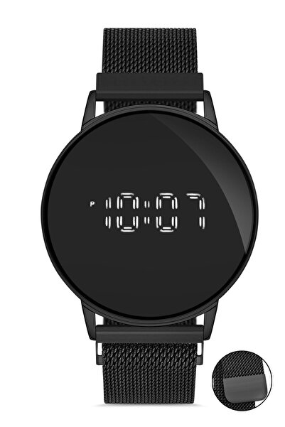 DESİNGSHOP Mıknatıslı Hasır Kordon Dijital Dokunmatik Unisex Kol Saati