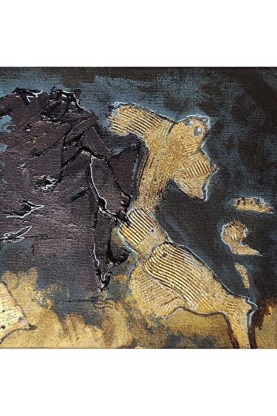 Winsor Newton Otantik - Altın Detaylı Hayvan Figürlü Tablo - Boya Dokulu - 20x20cm
