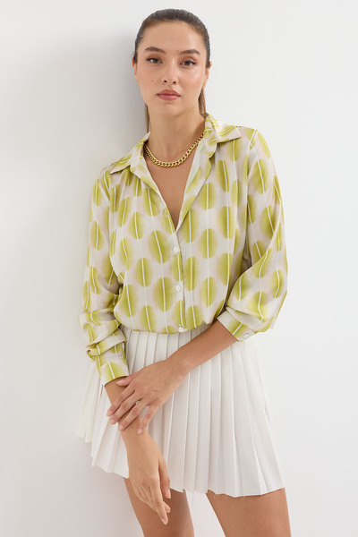 Bigdart 3964 Hafif Dökümlü Saten Gömlek - C.Sarı