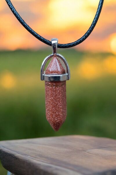 MGA DOĞAL TAŞ قلادة جلد جاسبر بلون القهوة - حجر طبيعي، قطعتين