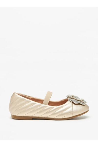 Juniors Floral Accent Slip-On Ballerina Shoes with Elastic Strap