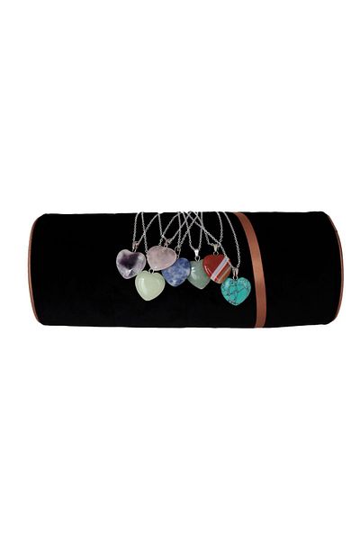 hediye Ruffle Turquoise Natural Stone Nail Model Necklace - Chain Included, Stylish and Modern Design