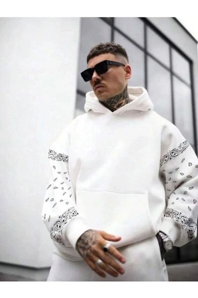MOONBULL Ανδρικό φούτερ με κουκούλα oversize - Λεπτομερές σχέδιο με μανίκια