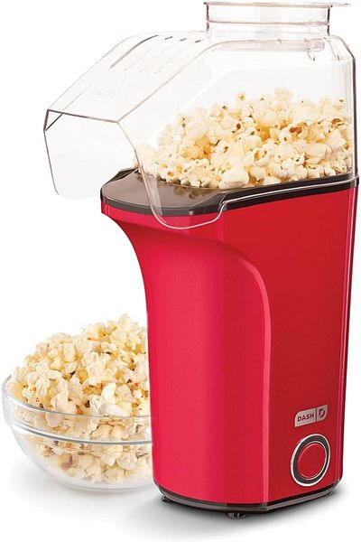 Dash Hot Air Popcorn Popper Maker with Measuring Cup, 16 cups, Red