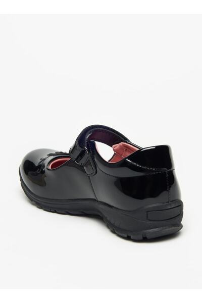 Juniors Floral Applique Mary Jane School Shoes with Hook and Loop Closure