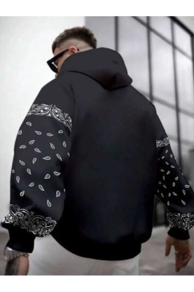 MOONBULL Ανδρικό φούτερ με κουκούλα μεγάλου μεγέθους - Λεπτομερές σχέδιο με μανίκια