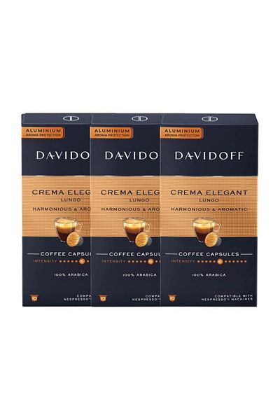 Davidoff Crema Elegant Lungo Harmonious & Aromatic Aluminum Capsule Brown 3x10