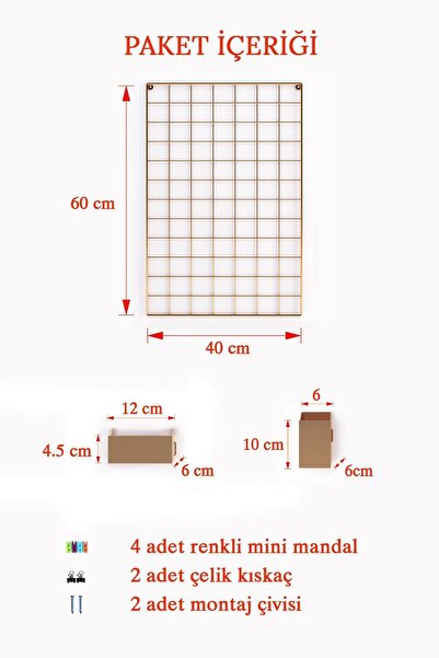 Catchme 40x60 Full Aksesuarlı Metal Fotoğraf Askısı Tel Pano Gold